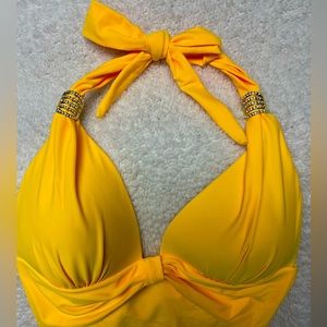 Beach Joy one piece bathing suit.  Sunshine yellow Size M with halter top